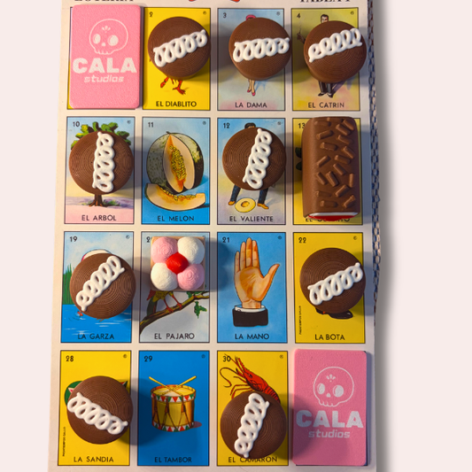 Loteria Fichas Sponch, Gansito, Penguino, Tamale, Pozole, Cafeccito
